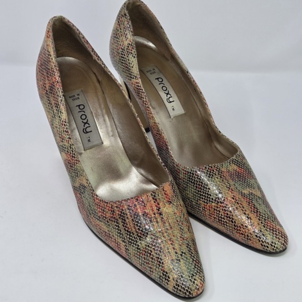 Proxy Multi-Color Snakeskin Gold Heel‎   Pumps Women's 11, Men's 9.5 Spain